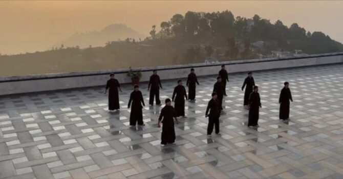 Nuns practicing Kung Fu in Nepal. Photograph by Saumya Khandelwal/New York Times